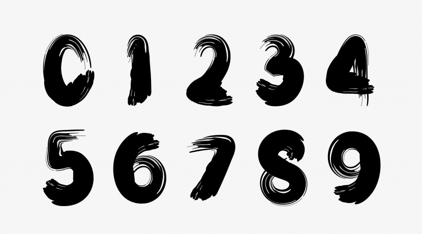 黑色毛笔书法中式创意艺术数字