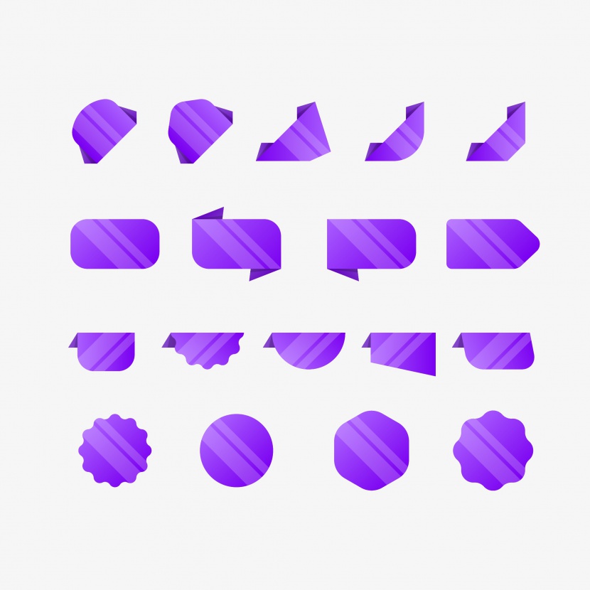双12紫色几何形促销标签素材