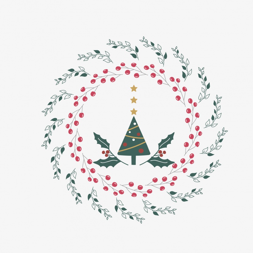 圣诞节圣诞树叶子圆形装饰素材