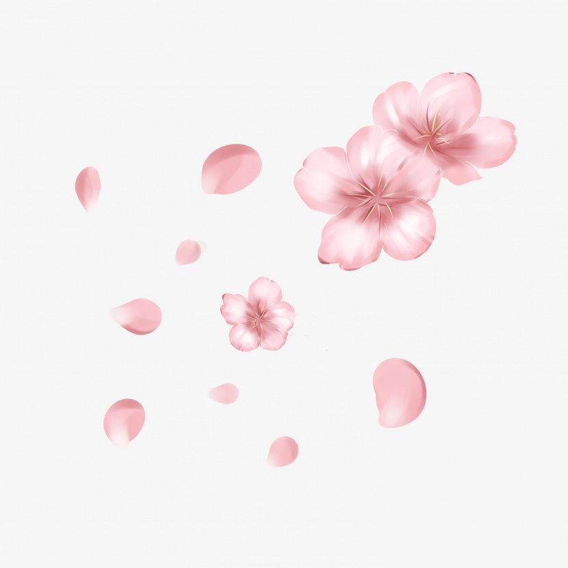 桃花粉色花朵手绘装饰图案