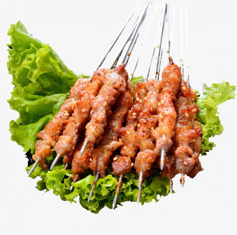 新疆风味烧烤羊肉串实物