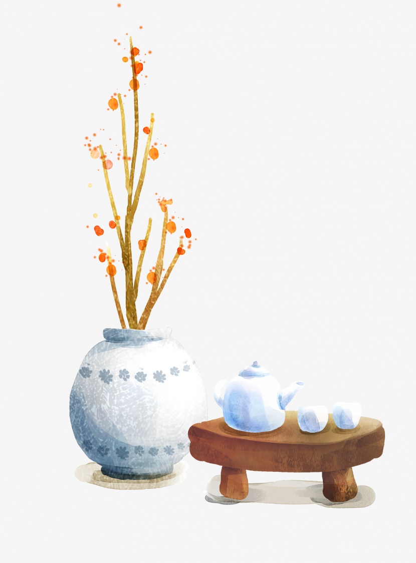 手绘花瓶茶具