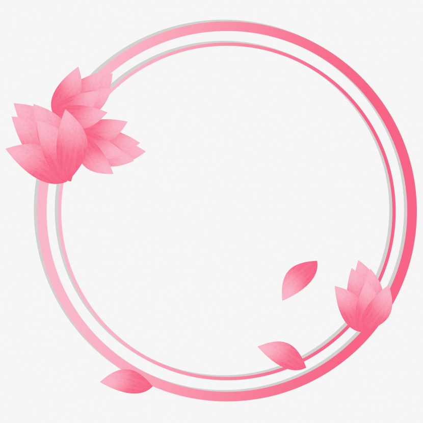初夏粉色花朵边框元素设计
