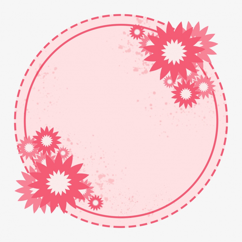 女王节粉色花朵边框元素设计