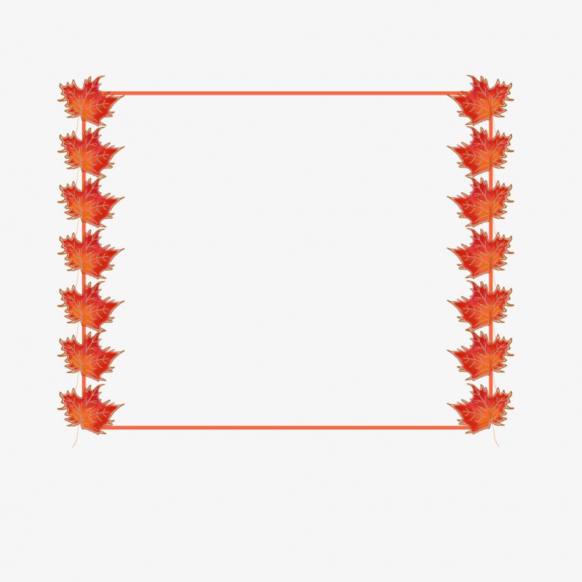 枫叶红色手绘边框装饰