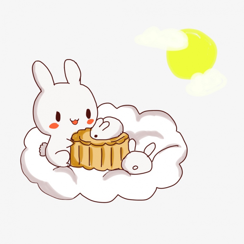 中秋节卡通月饼兔子月亮中秋