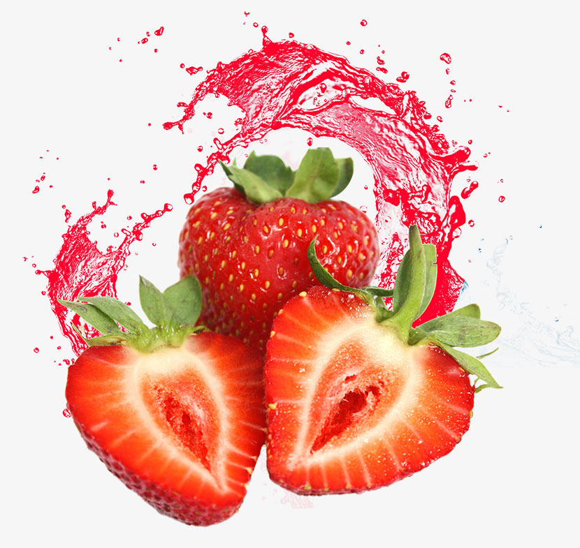 飞溅果汁的草莓