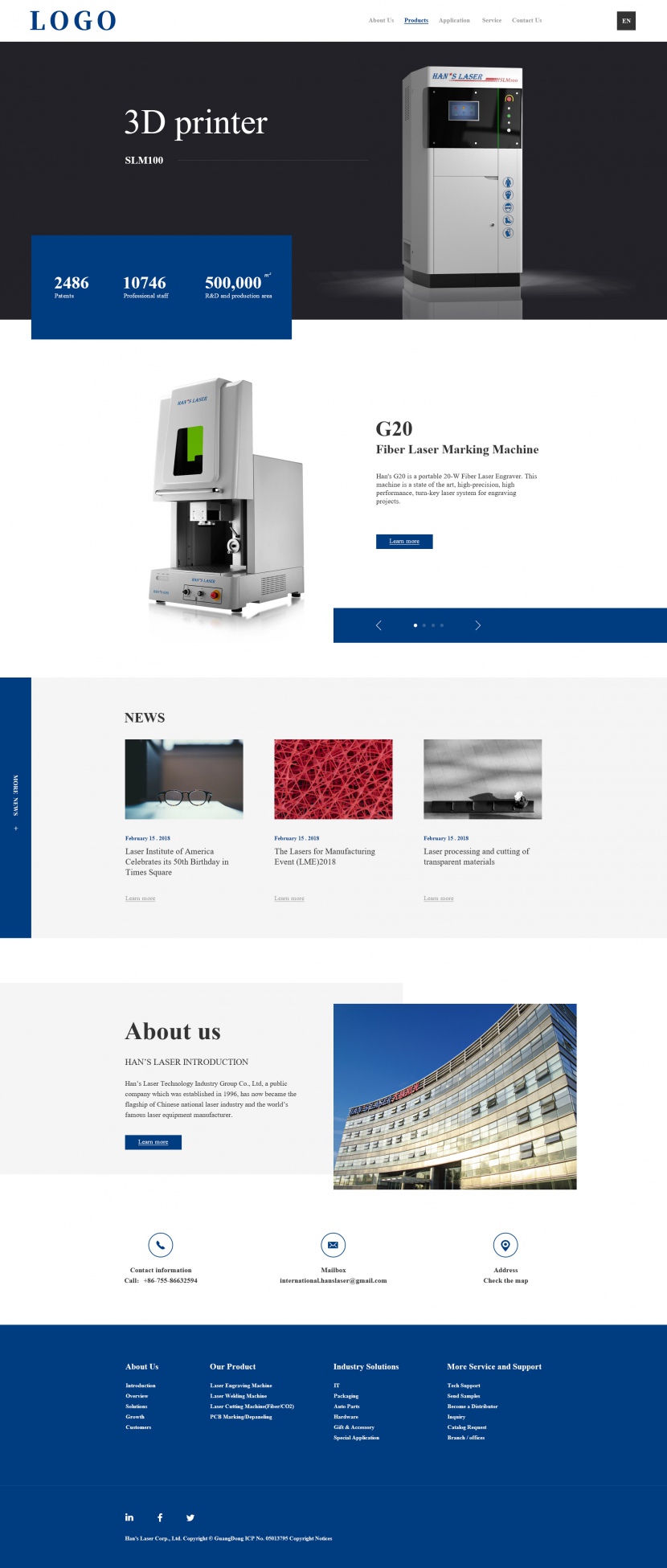 3D打印机简洁版企业网站首页图片