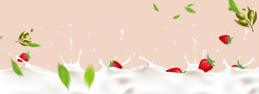 草莓牛奶橄榄饮品饮料奶茶背景海报