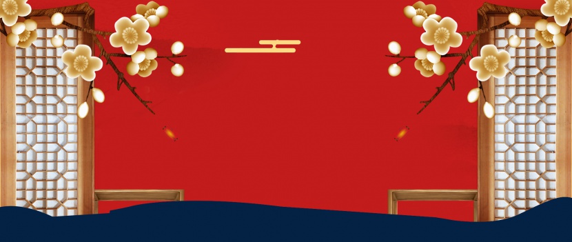 红色复古中国风春节新年家用电器海报背景