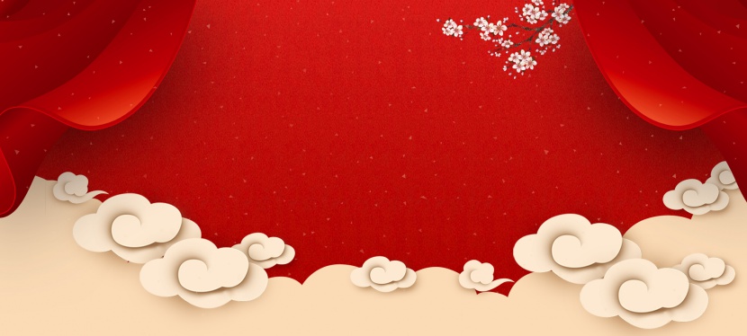 红色简约中国风家电春节新年节日海报背景