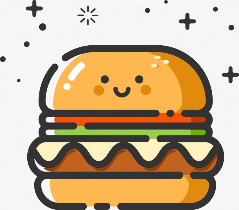 mbe风格卡通装饰汉堡图标