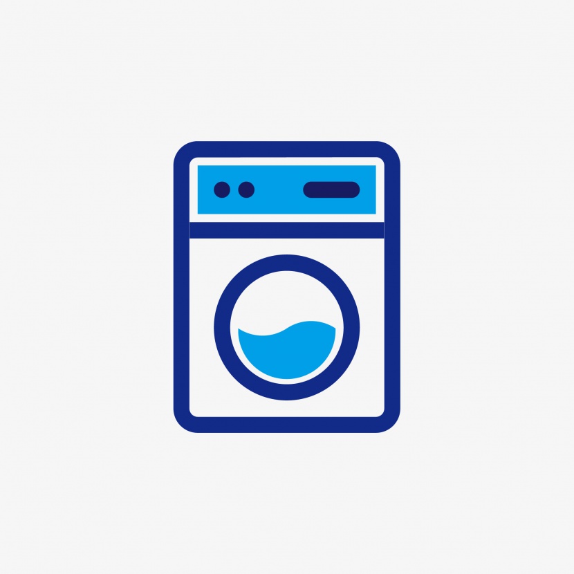 蓝色手绘洗衣机元素
