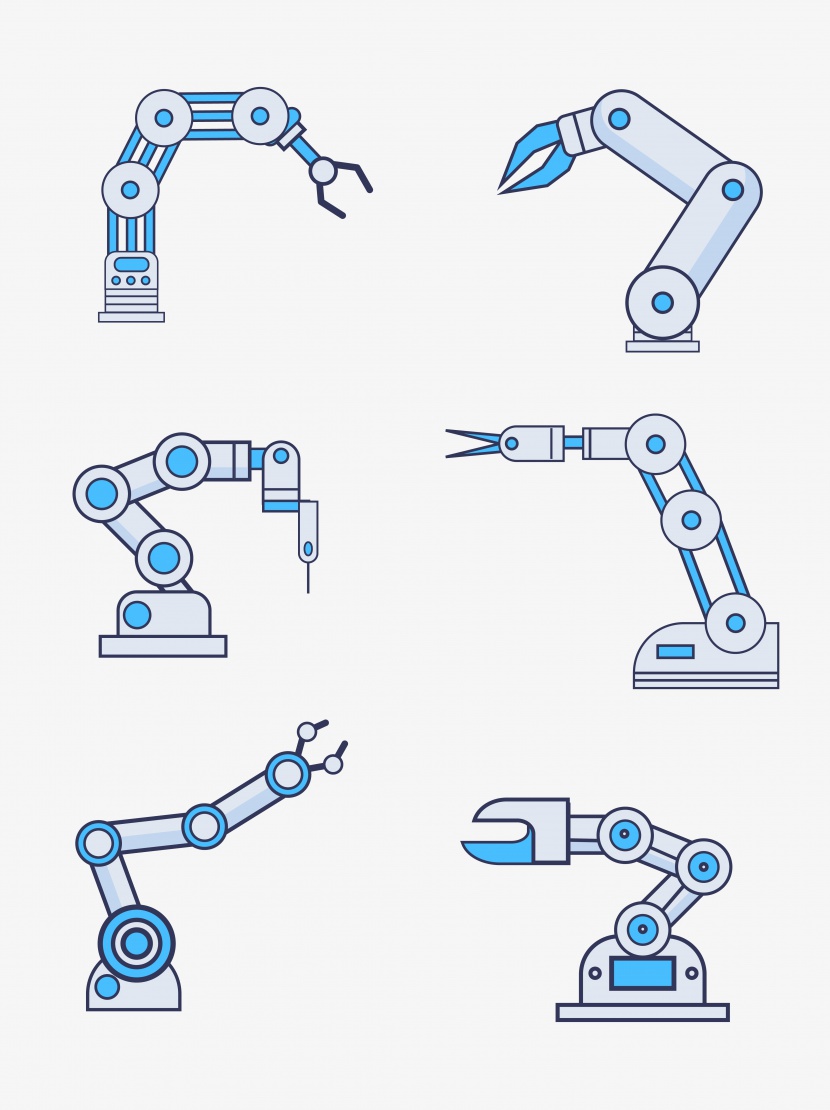 科技机器手臂人工智能蓝色装饰矢量