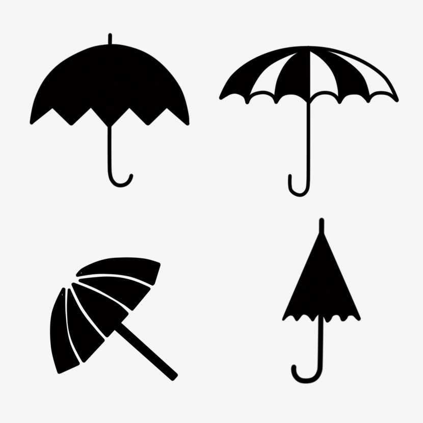 简约黑白雨伞图标元素