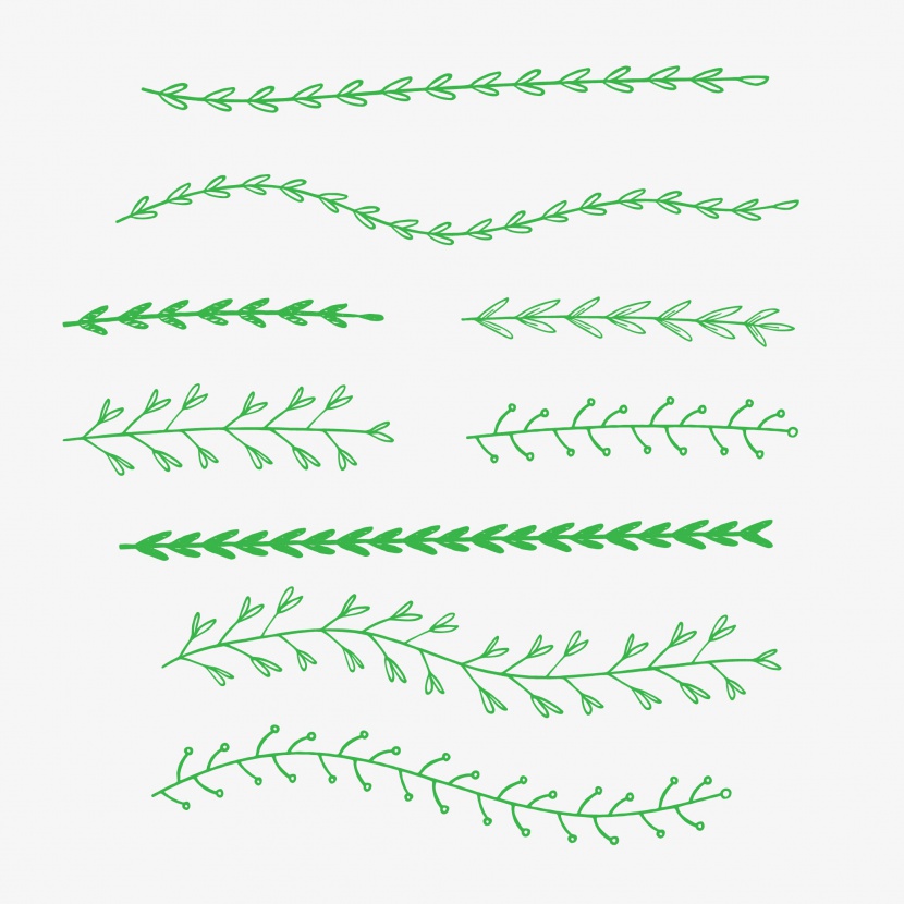 绿色植物叶子线条曲线素材