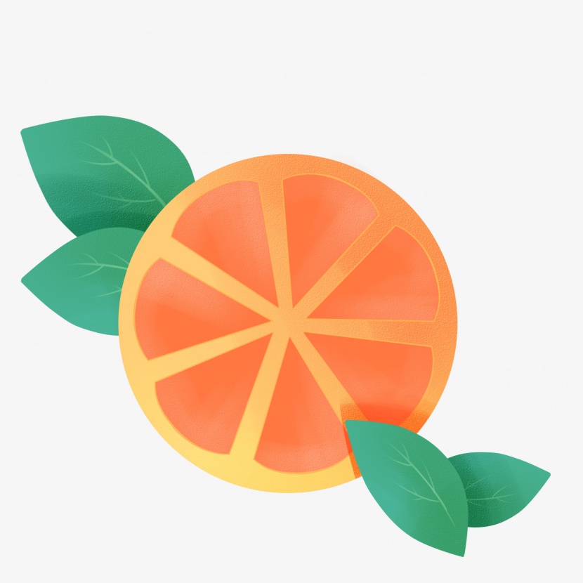 橙子卡通手绘水果png
