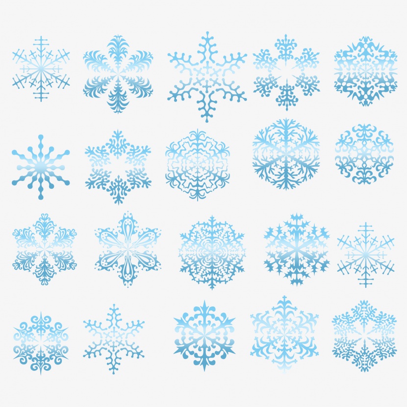 蓝色雪花六角片状雪效果