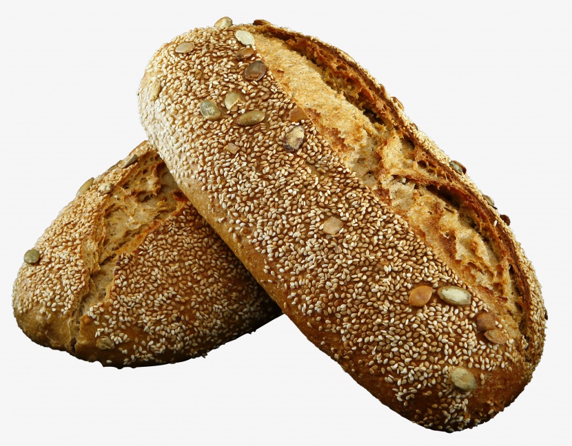面粉烘烤的芝麻味面包