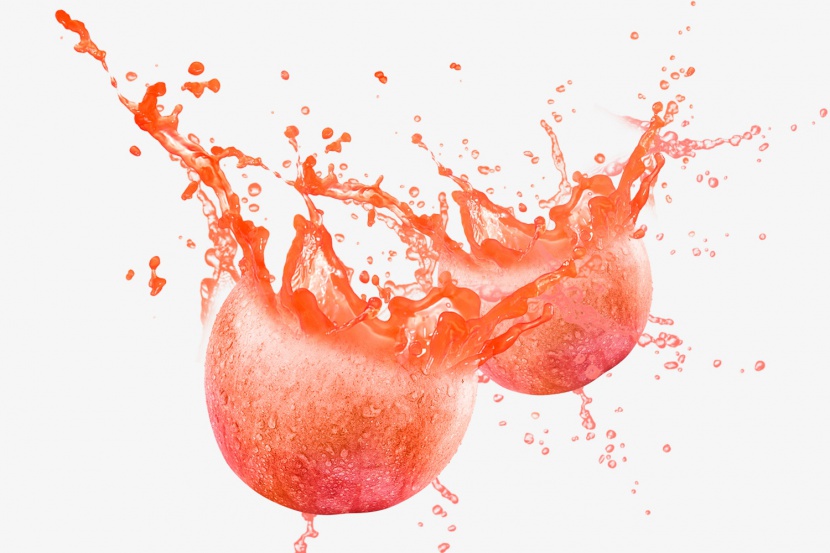 春夏水彩手绘苹果红色喷溅水果