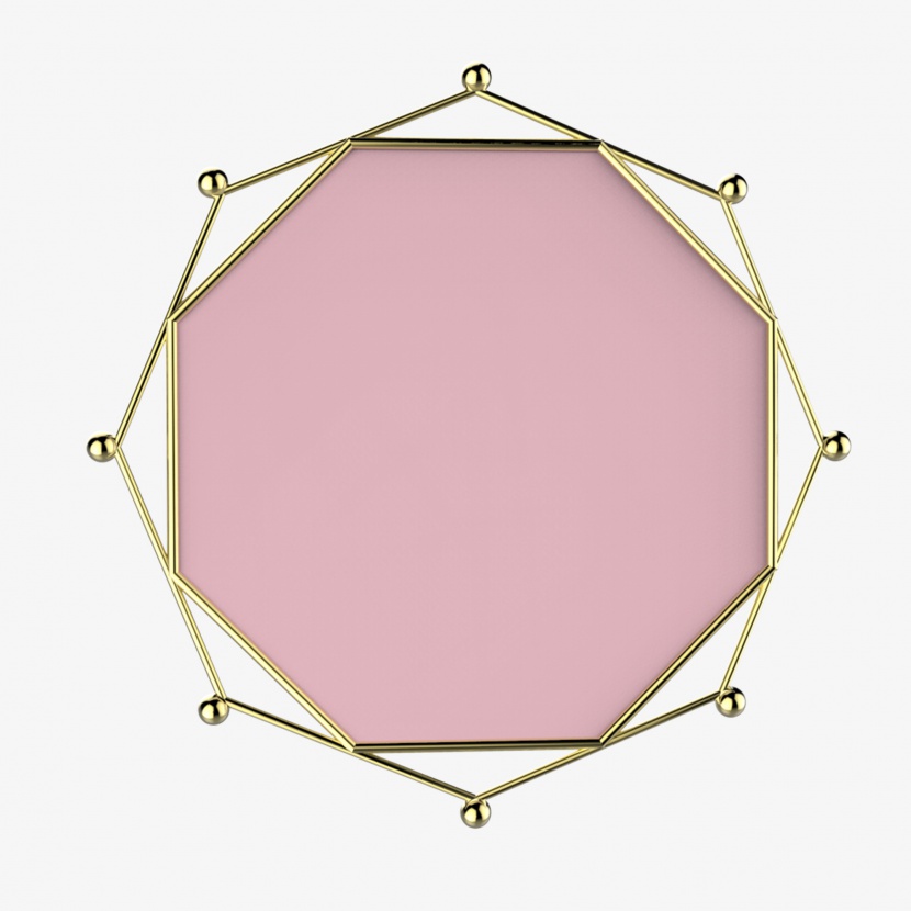 金属边框粉色八角形免抠素材