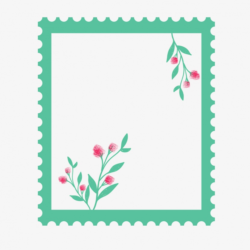 小清新邮票手绘植物可爱风