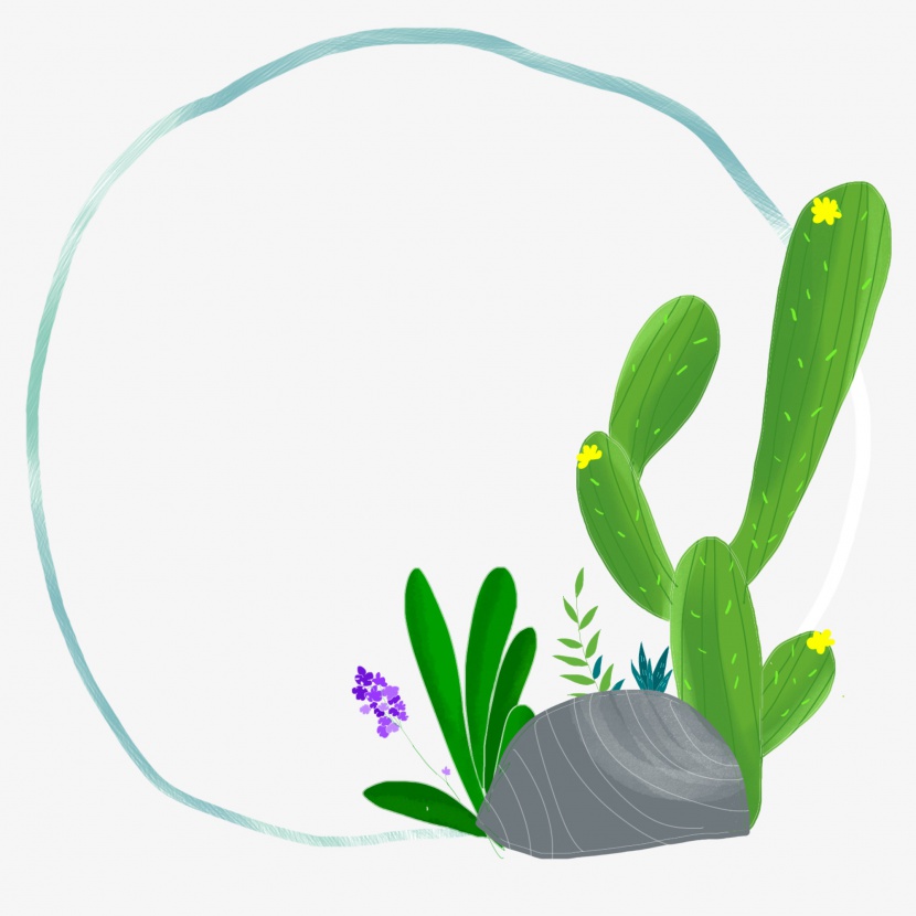 仙人掌植物绿色植物边框气泡