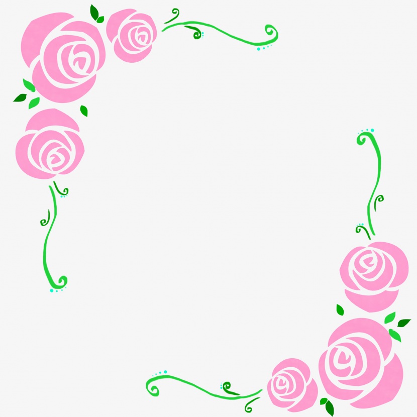 粉色玫瑰手绘卡通边框装饰