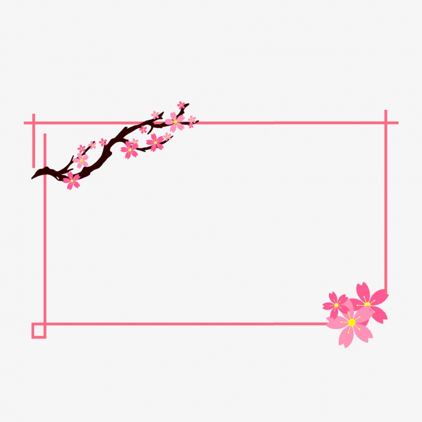 手绘卡通樱花桃花花朵边框