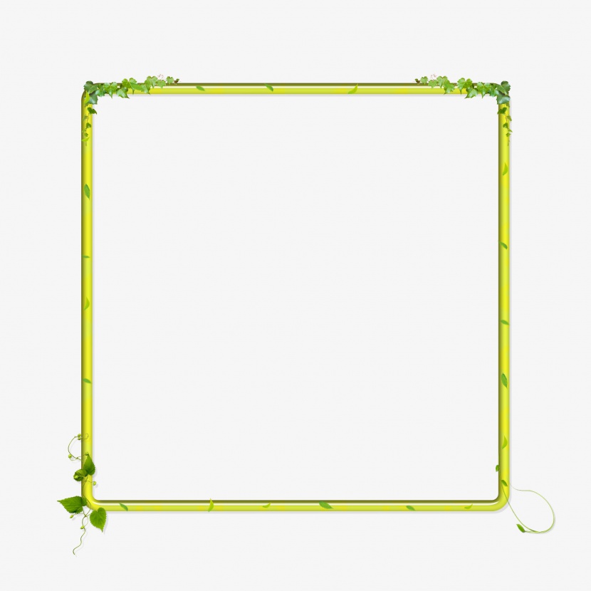 小清新绿色植物立体矩形边框