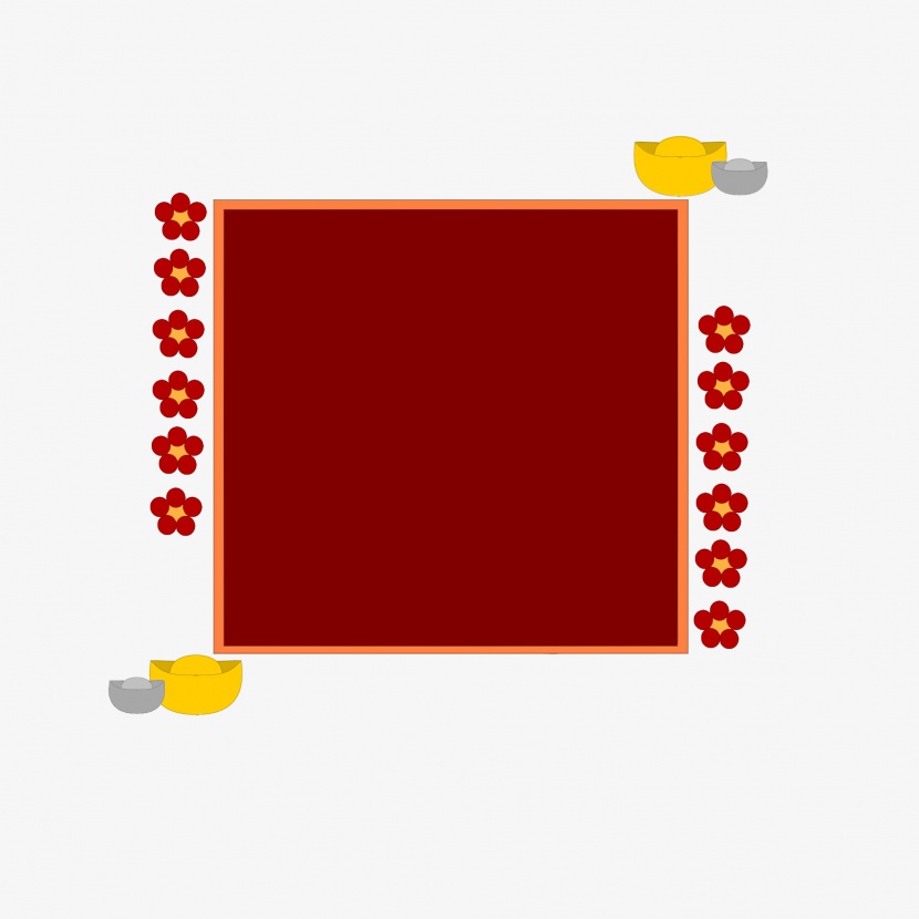 手绘红色梅花方形边框