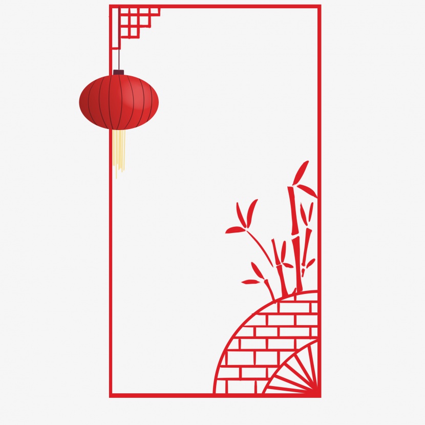 手绘红灯笼中国风边框