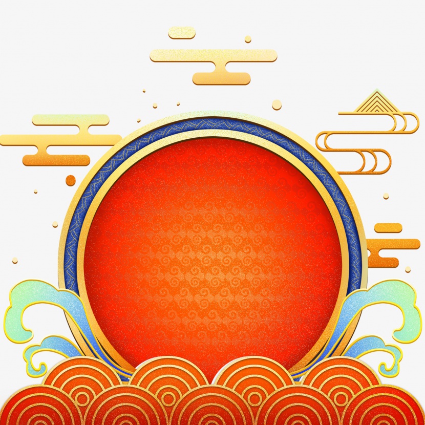 手绘传统中国风新年祥云花纹装饰边框