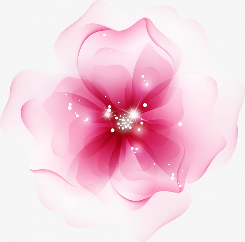 粉色梦幻手绘花朵珠光宝气