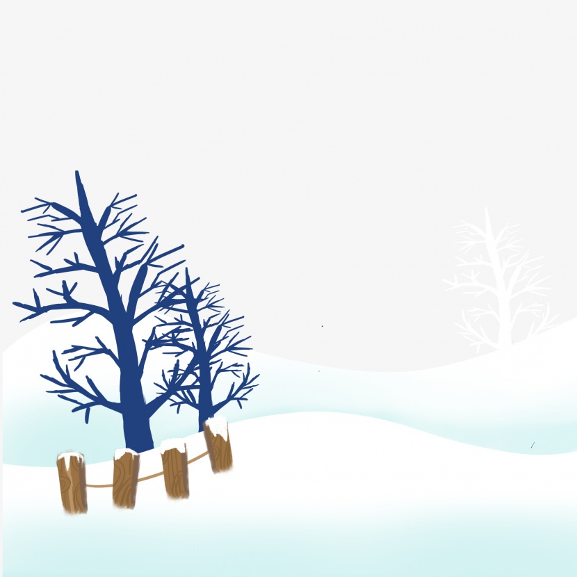 雪地上的枯败树干