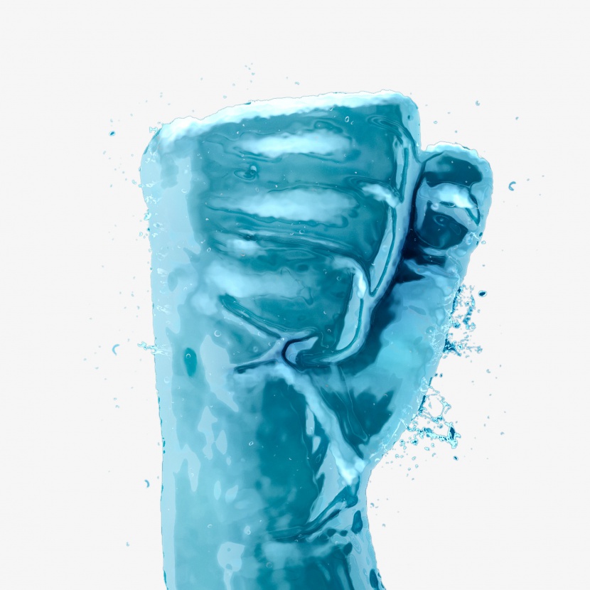 蓝色液体手指握拳手势效果图