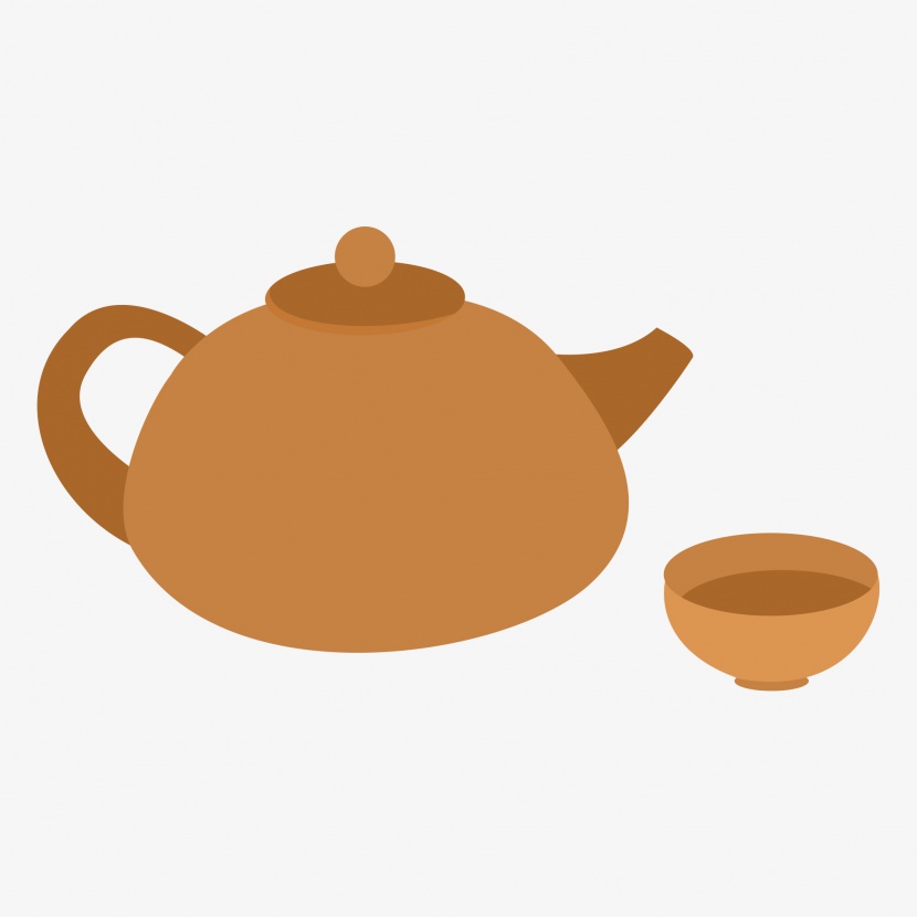 清明节手绘古风茶具茶壶茶杯元素设计