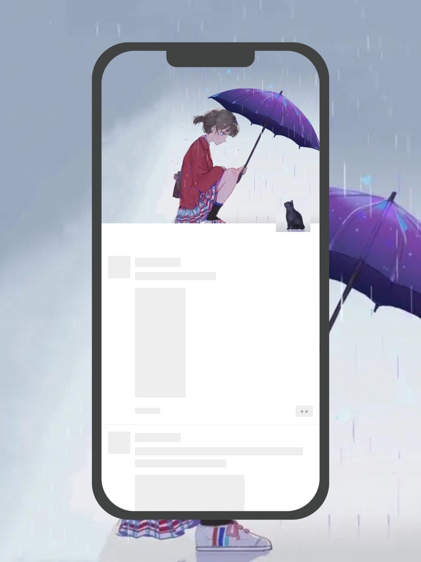 下雨女孩为猫撑伞朋友圈背景头像套图