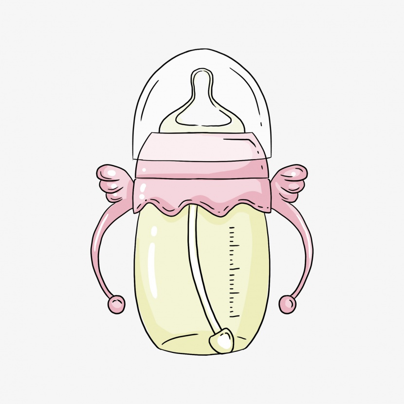六一儿童节婴儿卡通可爱粉色奶瓶