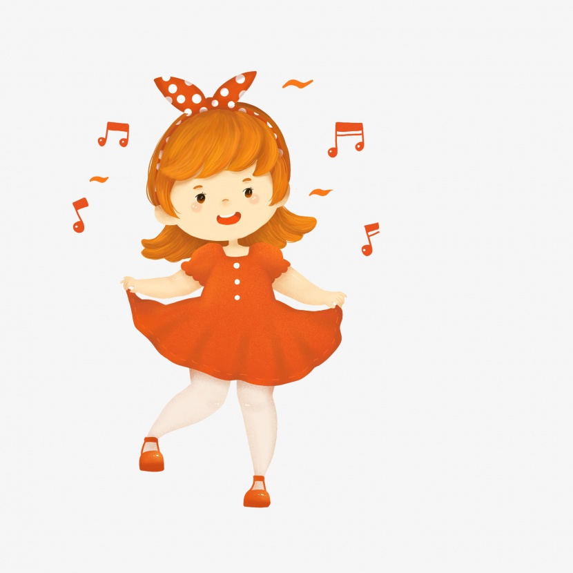 六一儿童节跳舞的红裙小女孩