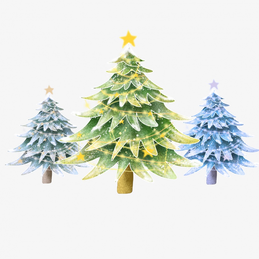圣诞节、圣诞树装饰插画背景素材