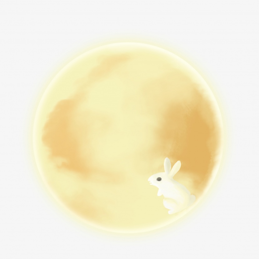 中秋节月亮月兔手绘插画免子