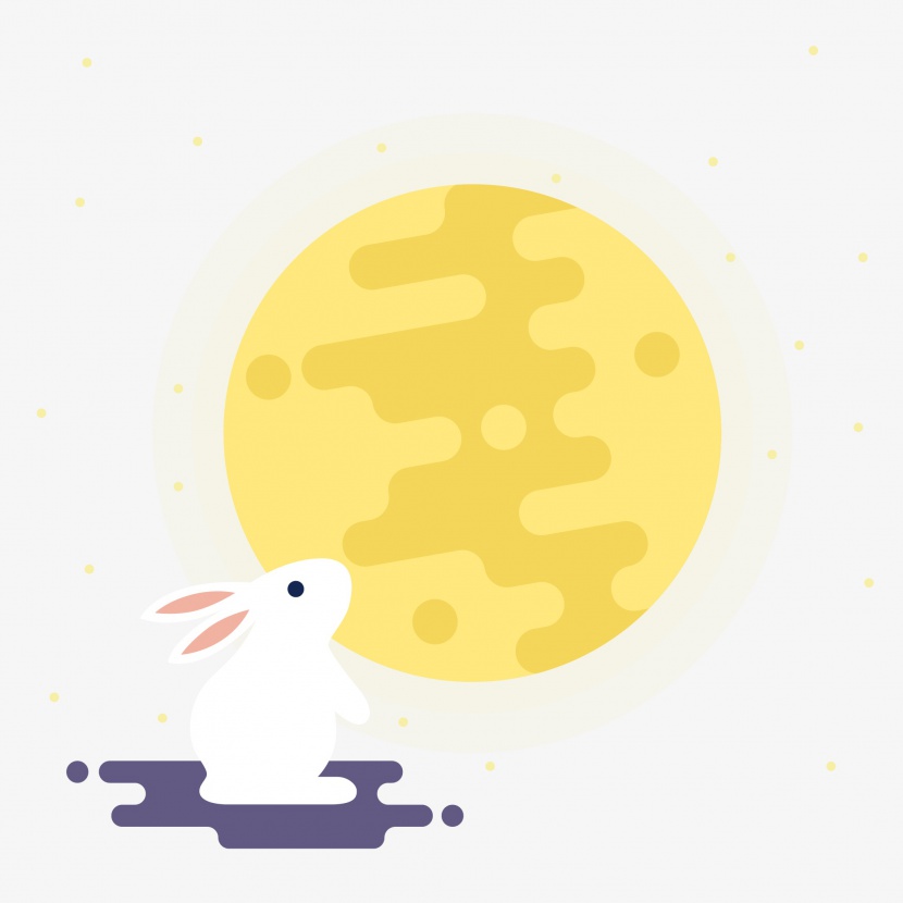 中秋节月亮兔子装饰元素