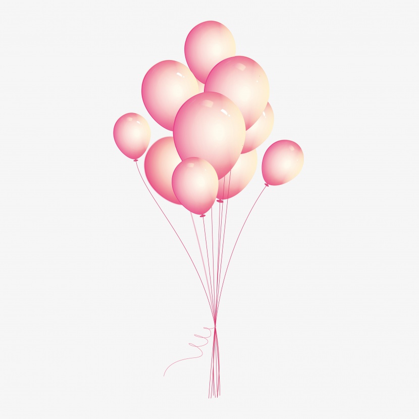浪漫情人节粉色气球免扣PNG图