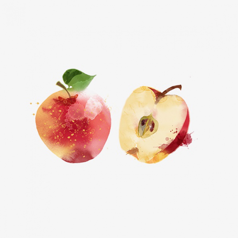 手绘水粉水果苹果