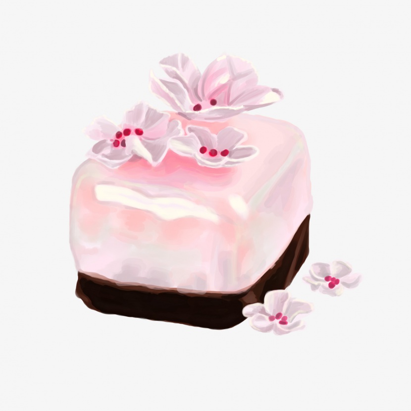 粉色花朵樱花装饰蛋糕