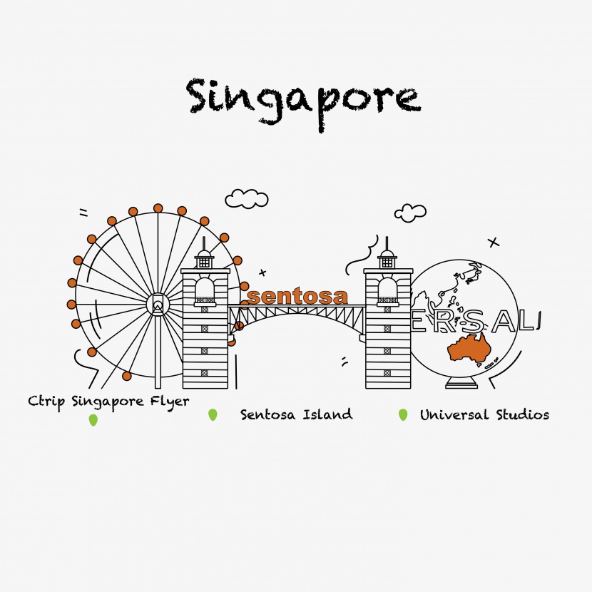 旅游新加坡城市地标PNG