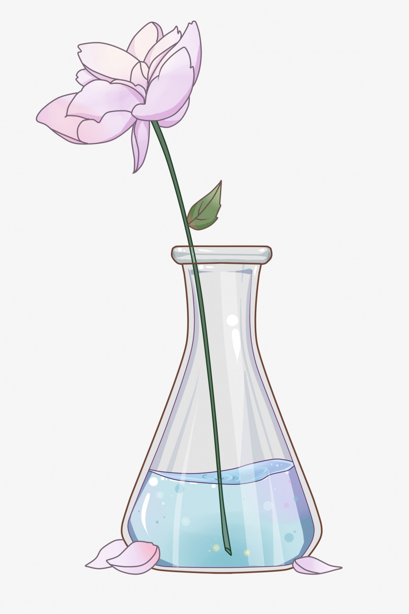 化学瓶子和花插画
