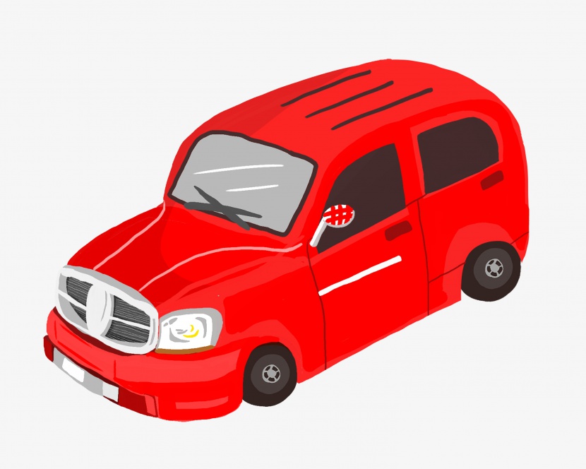手绘红色的汽车插画
