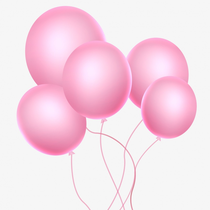 手绘七夕粉色气球氛围装饰元素